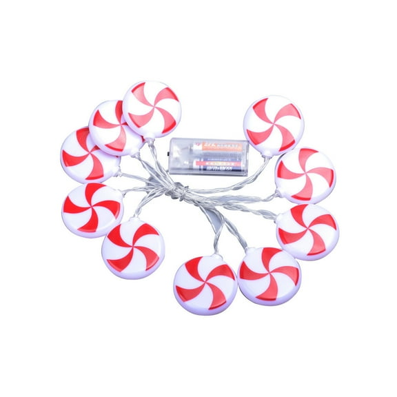 Nmdmisc Christmas Candy Lights Red Sweets Sugar Peppermint Candy Lights with 10 Candy Shape Bulbs,Weatherproof,for Indoor Outdoor Home Patio Porch Tree Holiday Wedding Party Decoration,6.56ft