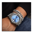 thumbnail image 3 of Reloj De Pulsera De Lujo Con Diamantes Y Brazalete, Unisex Plata con azul, 3 of 5