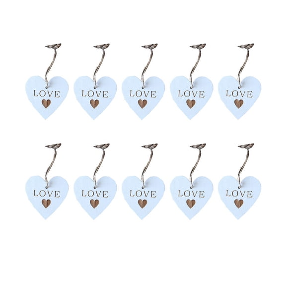 PAMINGONO Small Hanging Decor 20Pcs White Wooden Pendants Heart Shape for Valentine Party