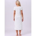 thumbnail image 4 of DARING DIVA Women's Short Sleeve Heart Print Lace Trim Ribbed Nightgown M White, 4 of 6