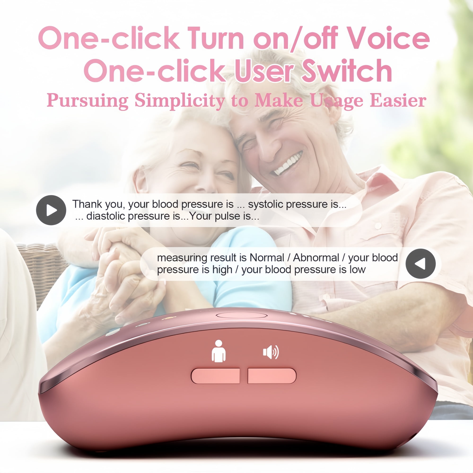 Ziqing Automatic Wrist-Worn Digital Blood Pressure Monitor - Rechargeable, Large LED Display, Home Use, 2 x 99 Memory Functions, Pink