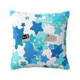 thumbnail image 2 of LNWH Blue Star Geometry Throw Pillow Covers, Square Soft Linen Decorative Pillow Cases, 16"x16", 2 of 8