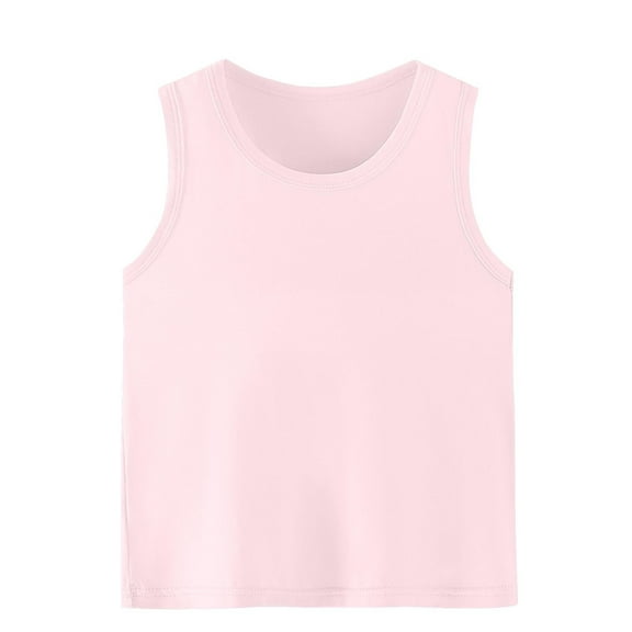 Cethrio Girls Summer Tank Tops, Sleeveless Crewneck Casual Soft Girls Undershirts Pink Size 14-16