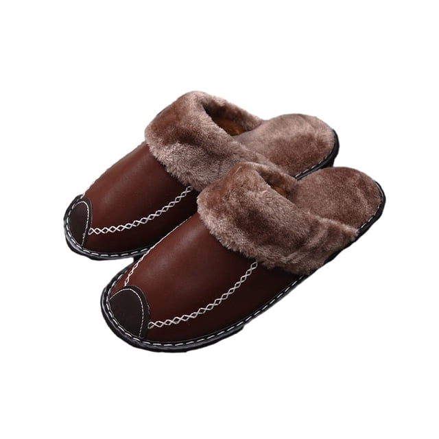 Minnieouse Zapatillas de casa, suministros de invierno, zapatos cálidos, accesorios impermeables para el hogar, calentador para hombre, mujer, Calzado Marrón claro 28 (41-42)