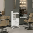 thumbnail image 3 of BarberPub Rolling Storage Trolley Cart with Wheels & Tool Holders, 6 Tier Utility Organizer Mobile Salon Storage Cabinet(White), 3 of 10