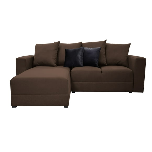 Sala Esquinera Modular El Bazar Store Lombar Chocolate 220 x 160 cm, Tela Lino nacional
