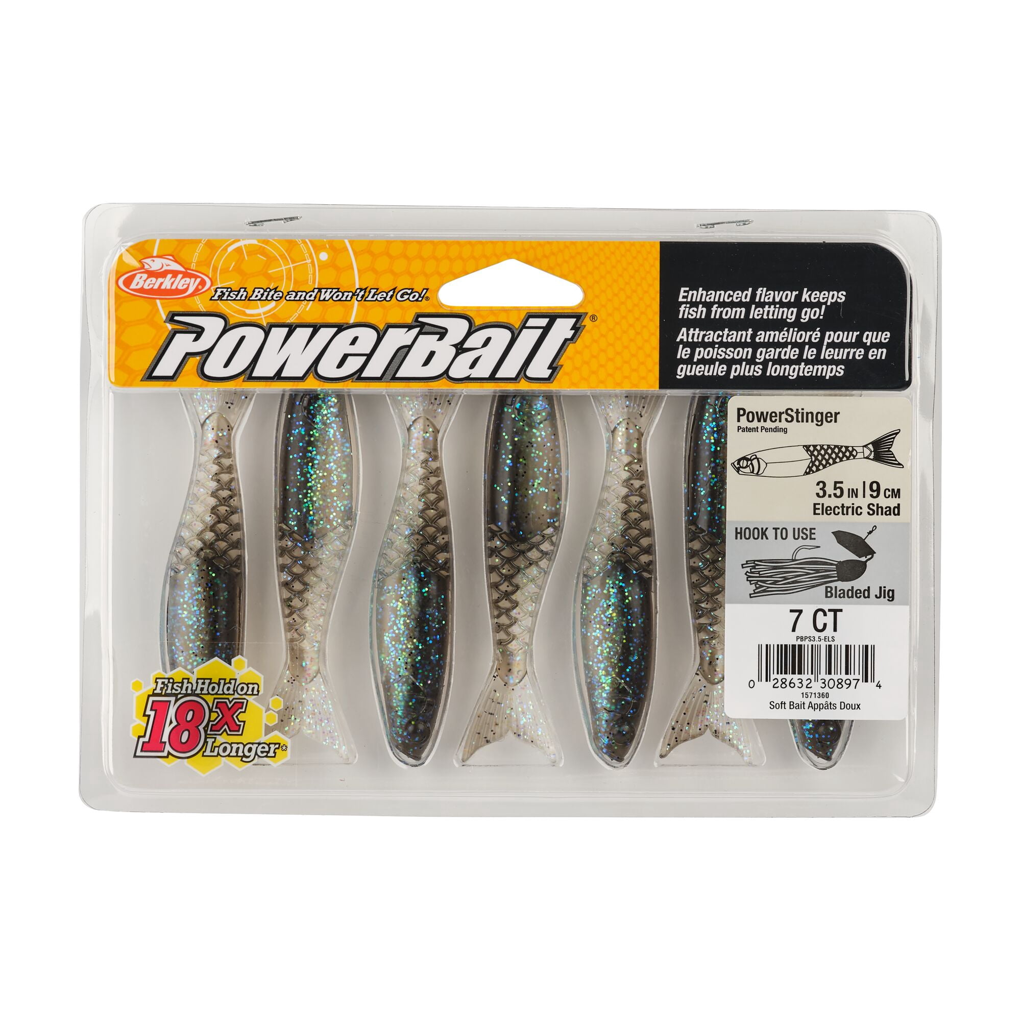 Berkley PowerBait® PowerStinger, 3.5 in, Minnows, Electric Shad (7 Count)