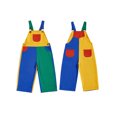 thumbnail image 3 of Toddler Kids Color Block Contrast Denim Overalls Adjustable Strap Full Length Bib Overall Romper, 3 of 10