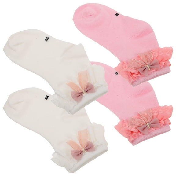 2pairs Baby Socks Girls Lace Ruffle Socks Soft Frilly Socks Cute Cotton Socks For Newborn Infant Toddler Baby Girls Dress Up