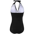 thumbnail image 4 of Maternity Swimwear One Piece Halter Pregnancy Swimsuit Solid Bathing Suit with Drawstring Adjustable Black(L, 4 of 7