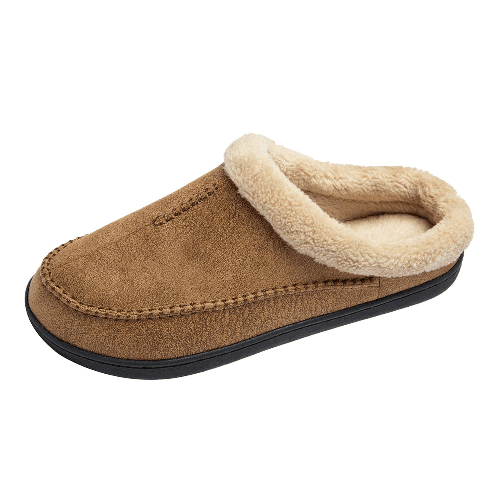 WOTTE Men's Moccasin Slippers Microsuede Fleece Fuzzy Lined Memory Foam House Shoes for Indoor Outdoor