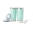 thumbnail image 1 of BluePeak Double Wall Stainless Steel Vacuum Insulated Tumbler Set, 2-Pack, 20 oz, Mint, 1 of 6