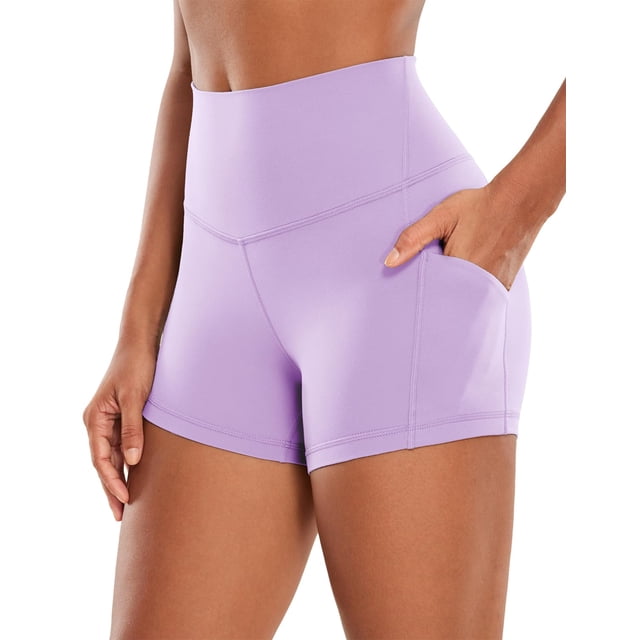 Shorts CRZ YOGA Butterluxe tiro alto 7,5 cm con bolsillos morado