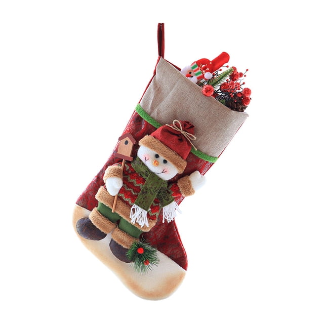 Medias navideñas prácticas para decorar fiestas, calcetín navideño para chimenea, hogar y cama. Muñeco de nieve