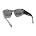 thumbnail image 4 of Exaggerated 90s Style Thick Bubble Frame Rectangle Curved Sport Plastic Sunglasses Silver Mirror, 4 of 4