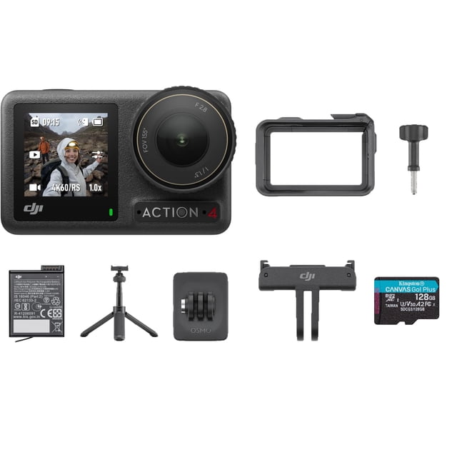 Cámara de acción DJI Osmo Action 4 4K con kit de batería de 128 GB