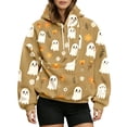 thumbnail image 3 of Zijinkuiwen Women Oversized Fleece Hoodie with Pet Pocket Floral Cute Ghost All Over Print Pullover for Halloween Fall Casual Daily Wear,XXL, 3 of 7