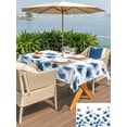thumbnail image 4 of Outdoor Tablecloth with Umbrella Hole and Zipper, Navy Blue Floral Rectangle Table Cloth 60x102 Inch Waterproof Tablecloth, Spring Flowers Butterflies Watercolor Picnic Table Cover for Patio Camping, 4 of 7