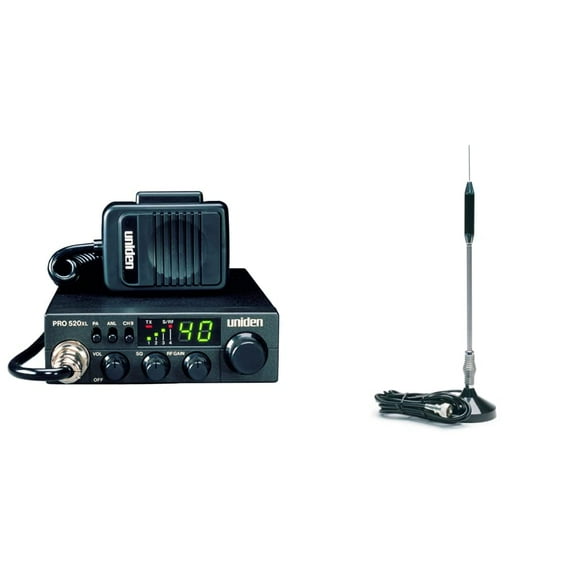 Radio CB Uniden PRO520XL de 40 canales 4W + Kit de antena de 61 cm