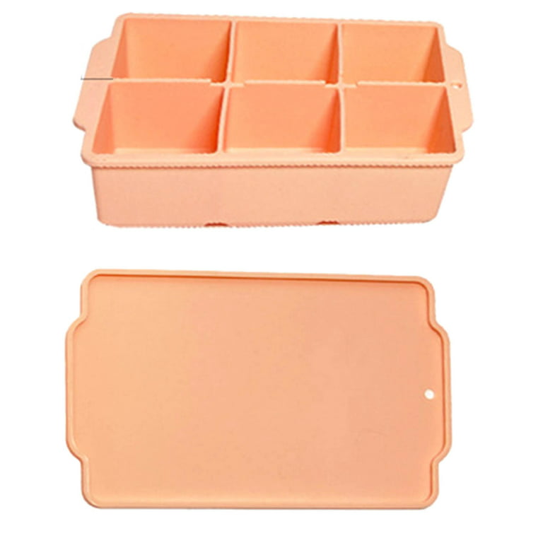 Nax Caki Large Ice Cube Molds Tray with Lid, Stackable Big Silicone Square Ice  Cube Mold