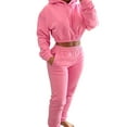 thumbnail image 1 of Innerwin Two Piece Outfit Hoodies Ladies Sweatsuits Running Drawstring Loungewear Jogger Set Pink S, 1 of 6