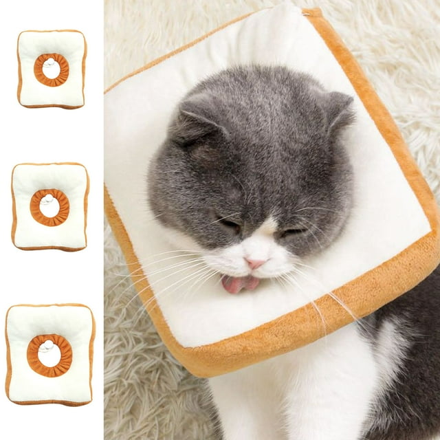 XWSHYW Almohada Collar de Conos Ajustable para Gatos Collar de Recuperación Suave para Gatos Post Cirugías Conos de Moldes Collar de Conos para Cuello de Gato Decoración de Pan Ropa para Gatos