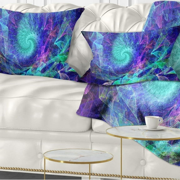 Designart Blue Spiral Kaleidoscope - Abstract Throw Pillow - 12x20