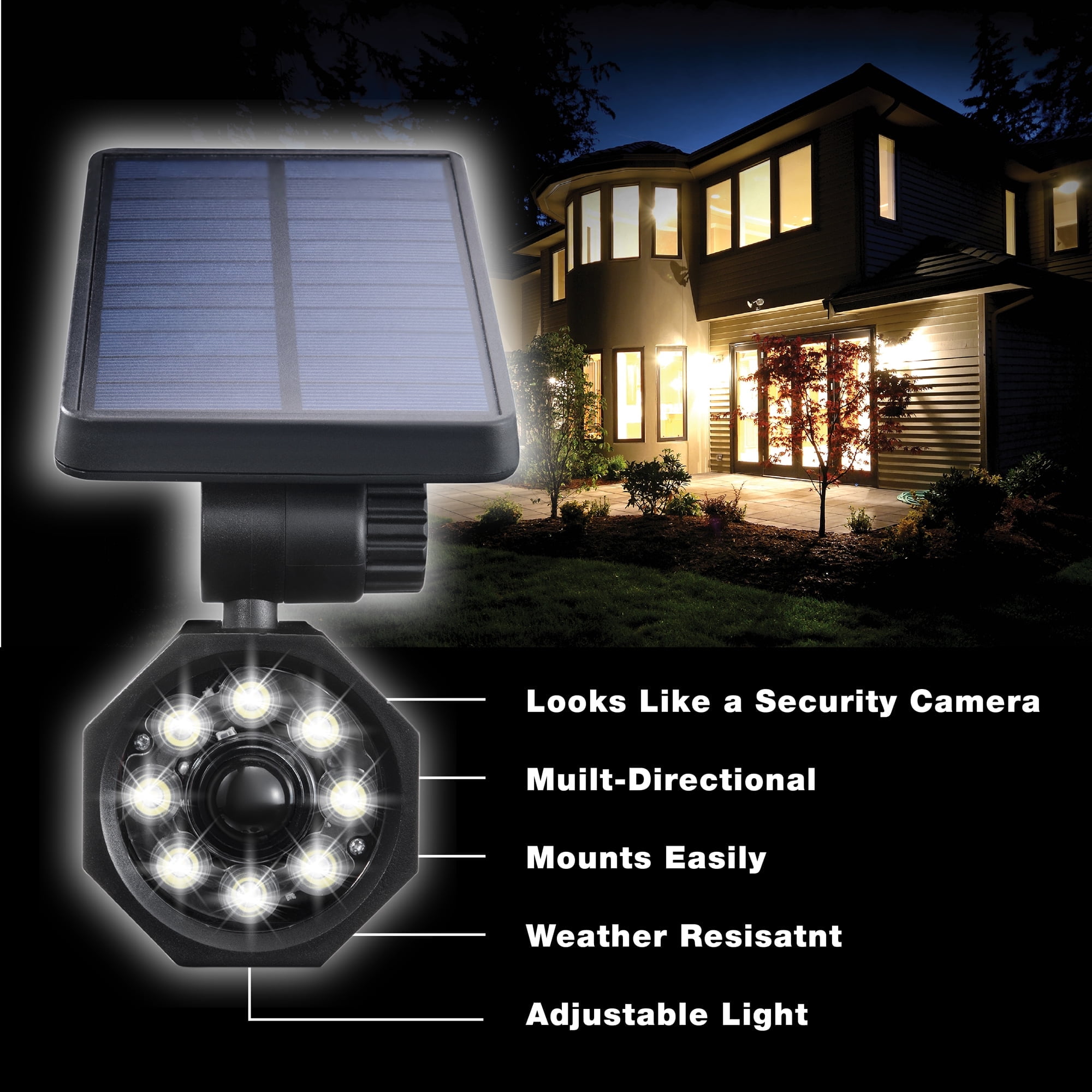(3 pack) Bell + Howell Bionic Spotlight Deluxe Solar Powered Outdoor Motion Sensor LED Security Light