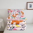 thumbnail image 4 of Floral Fox Comforter,Pink Fox Comforter Set Teens , Bedding Set Printed Comforter with 1 Pillowcase,Down Alternative,(Pink，), 4 of 6