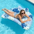 thumbnail image 6 of 40" X 30" Inflatable Pool Floats Adult,Pool Chairs with Cup Holders,Large Blow up Floats Chair for Relaxing Summer Water Fun Swimming Party Beach Green, 6 of 9