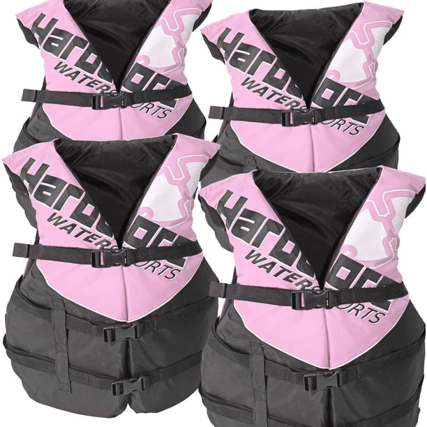 4 Pack Deluxe Adult Life Jacket PFD Type III Coast Guard Ski Vest Pink ...