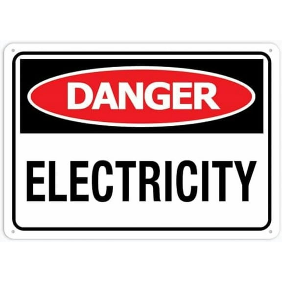 Danger Electricity Sign For House Door Office Business Yard,Metal Aluminum Rust Free Sign - 12"" X 8""