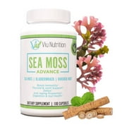 Viu Nutrition Organic Irish Sea Moss Capsules with Burdock Root and Bladderwrack - Vegan Supplement for Thyroid Support, Immunity Booster, Non-GMO – 100 Capsules