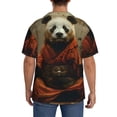 thumbnail image 3 of Rateoe Jungle Meditating Panda Pattern Men's Short Sleeve Classic Shirt, Casual Short-Sleeved Shirt, Lightweight Summer Shirt, Cuban Collar Shirt,Button-Front Shirt-XX-Large, 3 of 5