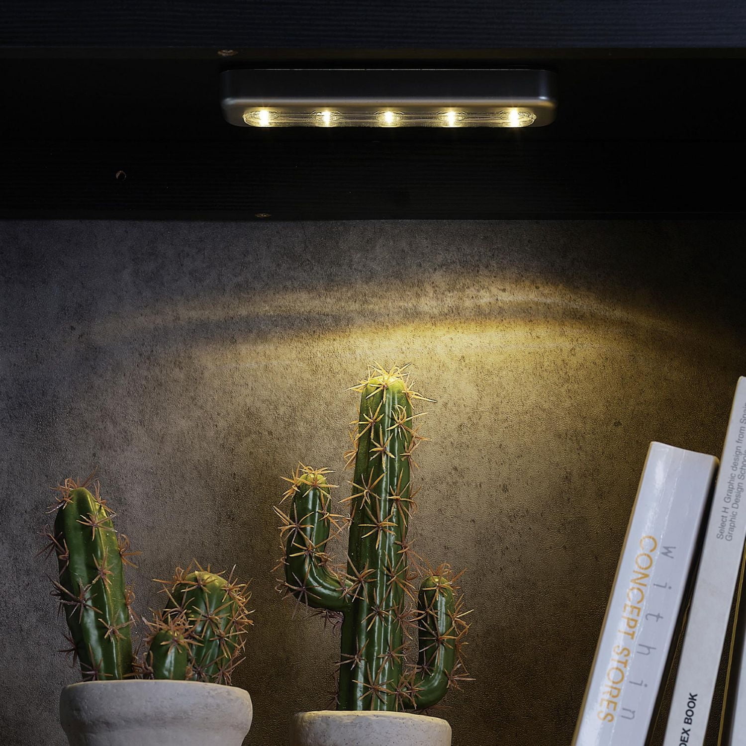 Silver 7" LED 2-Pack Battery Operated Manual On/Off Switch Task Bar Night Light