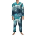 thumbnail image 3 of Naloa Cat Underwater Fantasy Men’s Pajamas Set - Long Sleeve Button Down Sleep Shirt and Pajama Bottoms Sleepwear Set-XX-Large, 3 of 7