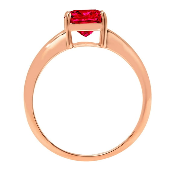2.5 ct Cushion Cut Simulated Ruby Solitaire Engagement Ring for Women in 14K Rose Gold