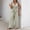 Army Green, variant on Women's Striped Print V‑Neck Sleeveless Jumpsuit Button Front Tie Waist Wide‑Leg Long Pants with Pockets Army Green XL(XL)