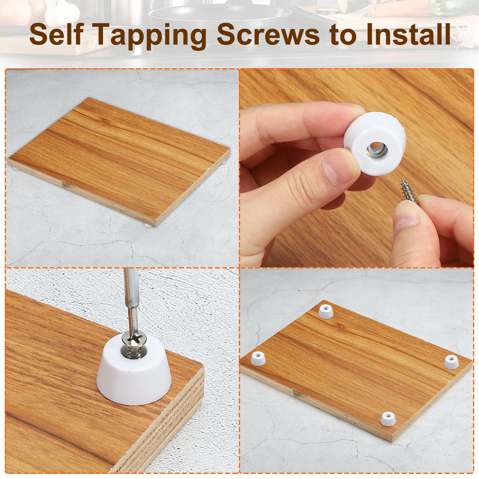 Unique Bargains Cutting Board Feet Non Slip Rubber Bumpers with Screws 0.75"x0.39"
