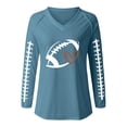 thumbnail image 5 of Pxiakgy Football Shirts for Women 2025 Cute Graphic Print Fall Sweatshirts V Neck Long Sleeve Football Sweatshirts Game Day Heart Football Pullover Tops Mom Shirts Rugby Heart Print T Shirt Blue S, 5 of 5