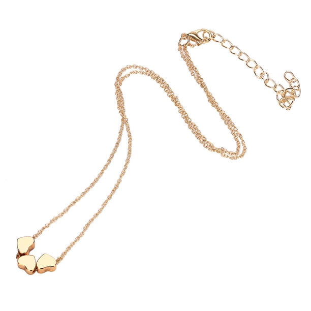 Collar para mujer, Joyas para mujer, Joyas para mujer Belleza Mujer Collar de cadena con colgante de tres corazones de acero inoxidable el collar