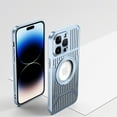thumbnail image 3 of for iPhone 14 Back Case, Luxury Magsafe Ultra Slim Rotating Bracket Shockproof Protective Heat Dissipation Metal Phone Case Cover for iPhone 14, Blue, 3 of 12
