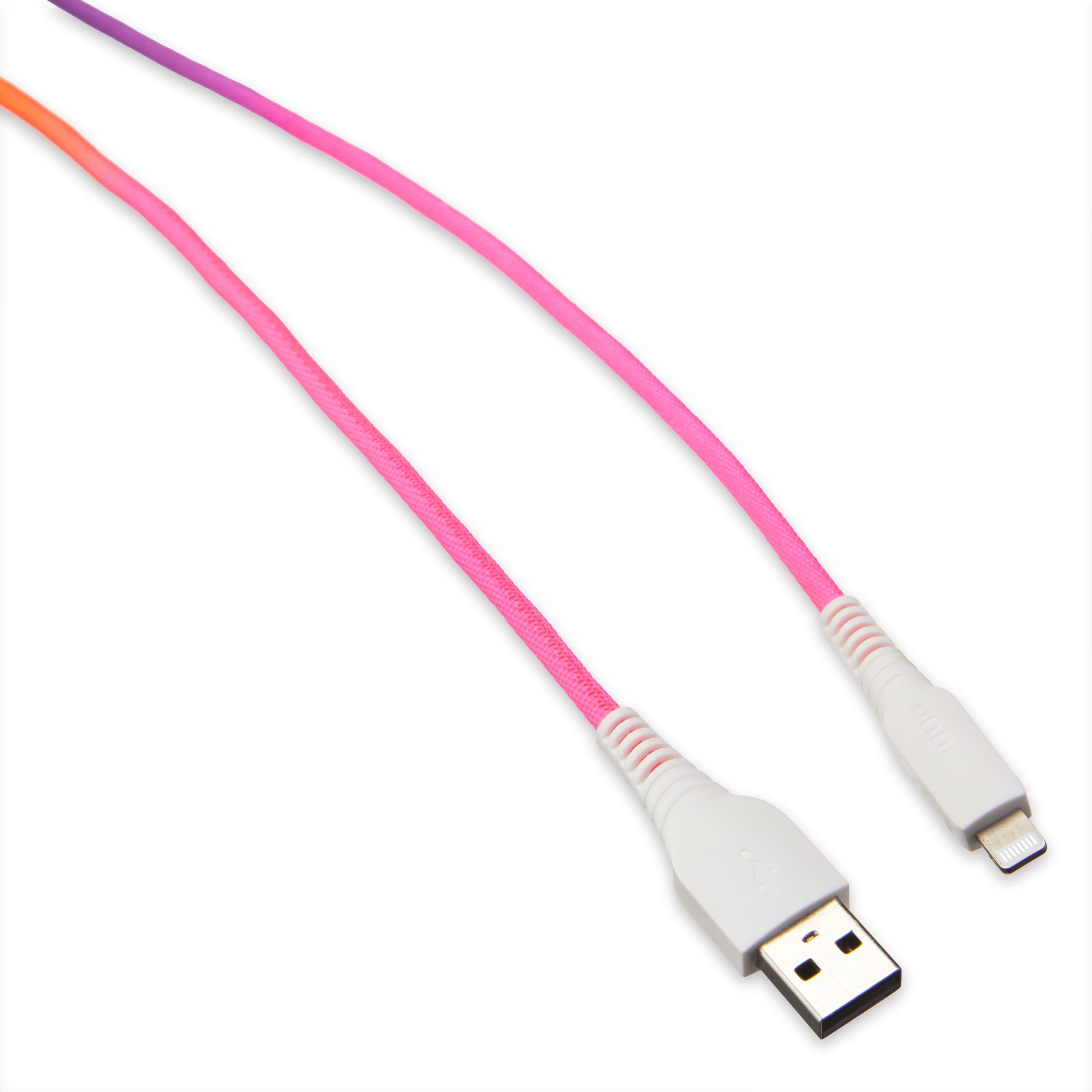 onn. Lightning to USB Rainbow Charging Cable, Multicolor, 6'