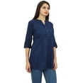 thumbnail image 5 of Phagun Women's Cotton Pink Tuck Navy Blue Blouse 3/4 Sleeve Casual Shirt Top - 4, 5 of 8