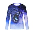 thumbnail image 6 of Yaoyar Men's T-Shirt Novelty Long Sleeve Tops 3D Lion Graphic Print Pullover Blouses Casual Round Neck Leisure Holiday Tees,Purple,M, 6 of 6