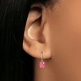 thumbnail image 4 of Gem Stone King Fancy Pink Zirconia Rhodium Plated Leverback Earrings for Women (1.52 Cttw, Gemstone Birthstone, Oval 7X5MM), 4 of 4
