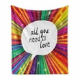 thumbnail image 1 of Colorful Soft Flannel Fleece Throw Blanket, Vintage All You Need is Love Inspirational Speech Bubble Hippie Retro Poster Print, Cozy Plush for Indoor and Outdoor Use, 60" x 80", White, by Ambesonne, 1 of 6