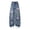 Blue, variant on XFeng Girls Light Wash Wide Leg Jeans Elastic Waist Pink Bow Love You Embroidery Baggy Denim Pants Back To School
