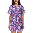 thumbnail image 1 of Fotbe Skull rainbow mushroom colorful Conjunto de Pijama Estampado para Mujer, 2 Piezas, Ropa de Dormir con Camiseta de Manga Corta y Shorts Suaves-XX-Large, 1 of 6