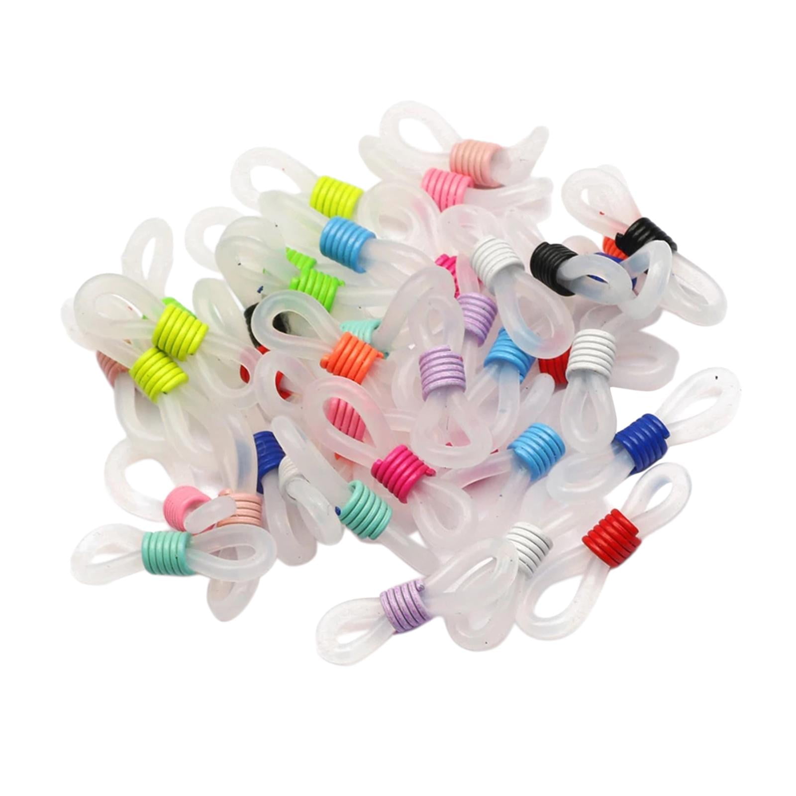 50 Pieces Eyeglass Chain Ends, Adjustable Rubber Ends Connectors for